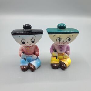PY Japan Anthropomorphic Salt Pepper Shakers Ink Well Blotter Vintage